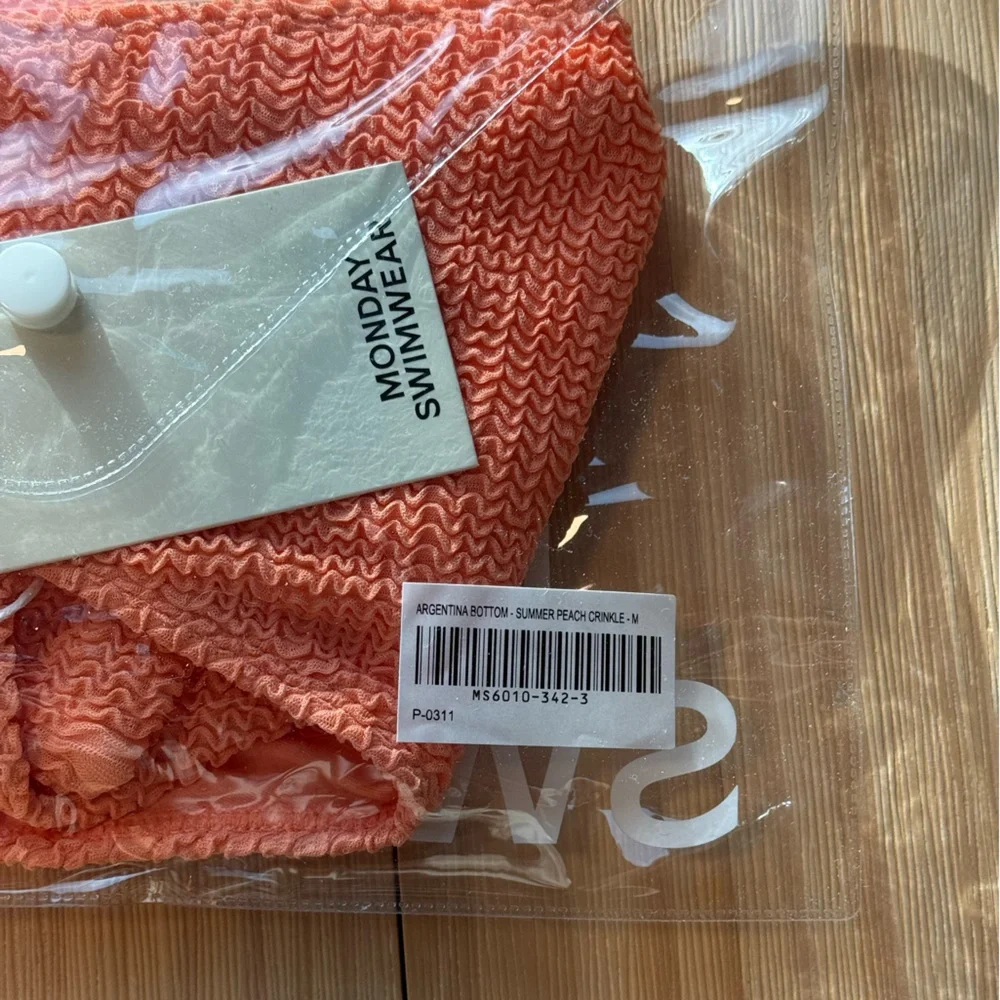 NEW Monday Swimwear Argentina Bottom Summer Peach Crinkle